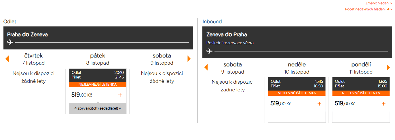 Zpáteční letenky Praha - Ženeva