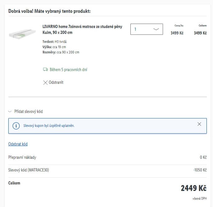 Lidl-shop - sleva 30% na všechny matrace