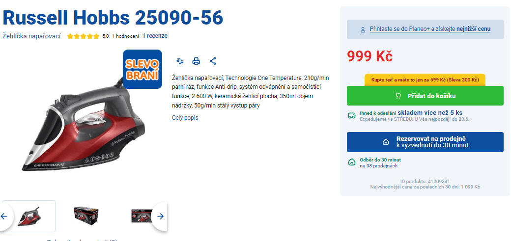 Napařovací žehlička Russell Hobbs, 2600 W