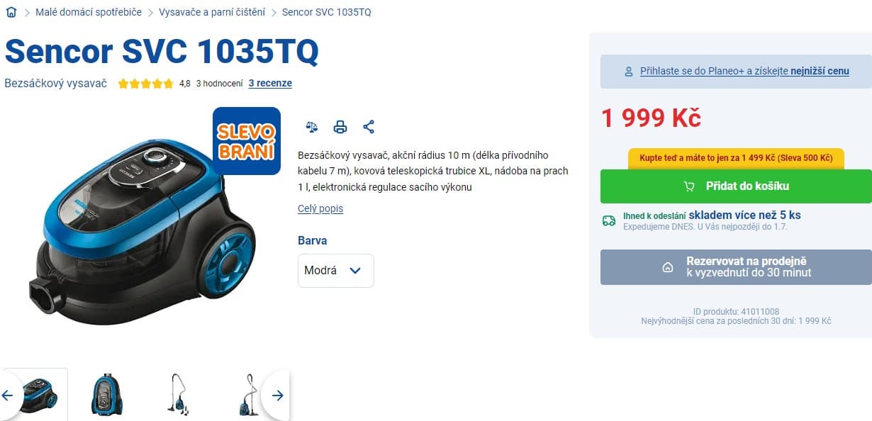 Bezsáčkový vysavač Sencor, Hepa 13