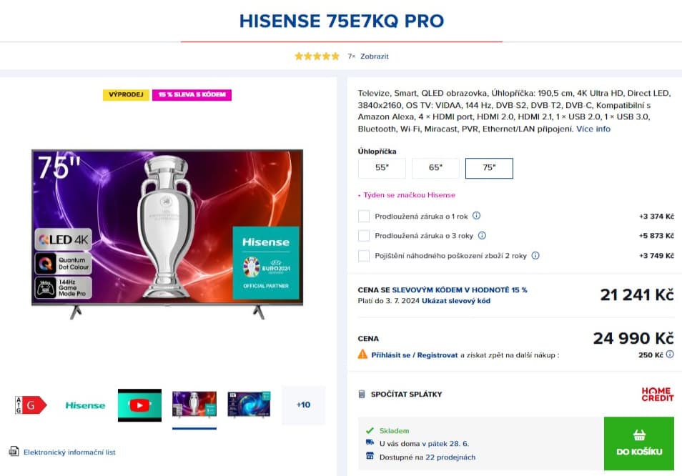 4K 144Hz Atmos, 50W, 191cm, Hisense