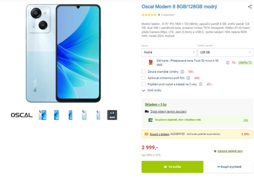 Oscal 8x 2GHz, 8GB RAM, 6,75"