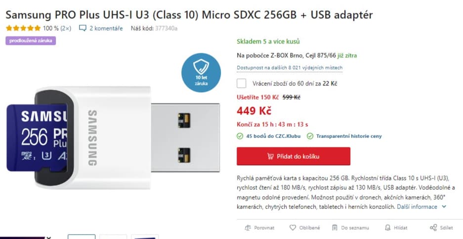 Paměťová karta Samsung 256 GB