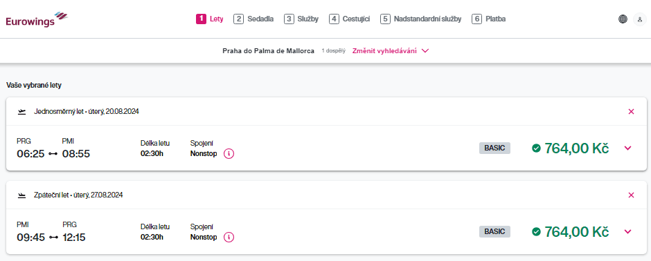 Zpáteční letenky Praha - Mallorca