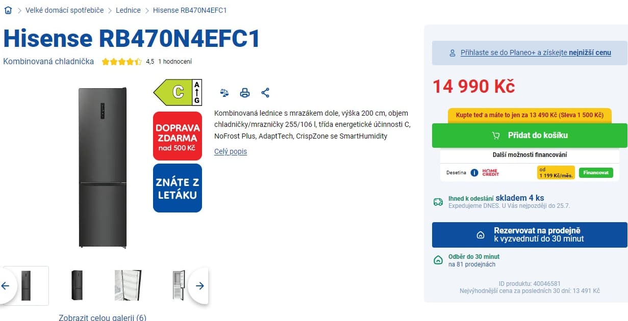 Lednice Hisense, nofrost, 200 cm