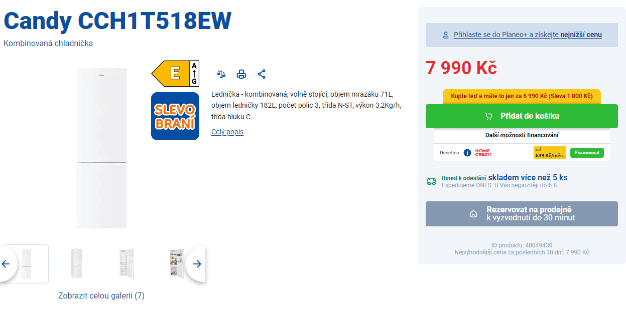 Kombinovaná lednice Candy, 182/71l