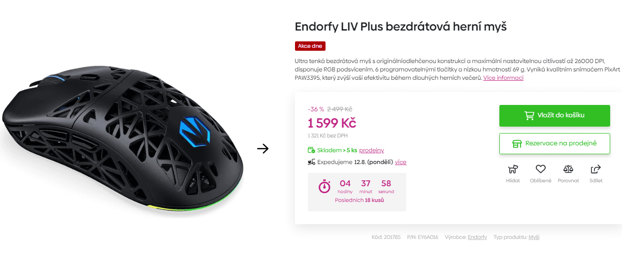 Herní BT myš Endorfy LIV Plus