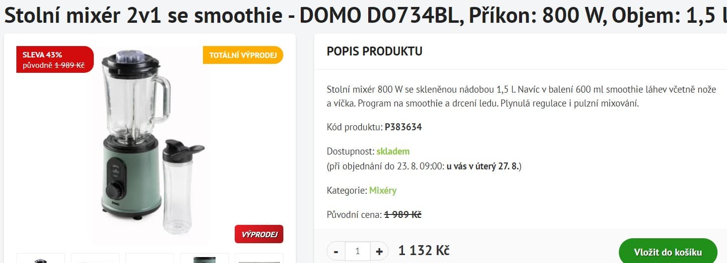 Stolní mixér 2v1 Domo se smoothie