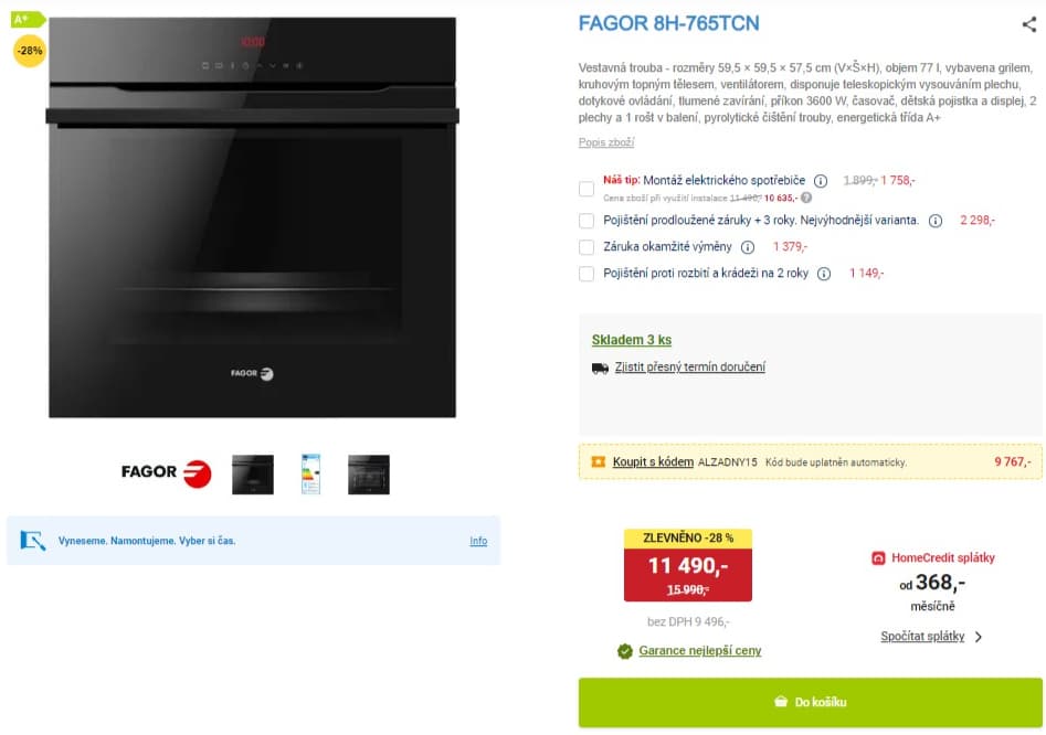 Vestavná trouba Fagor, gril, A+, dotyk
