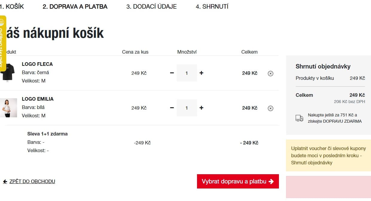 Kappa - akce 1+1 zdarma na trička
