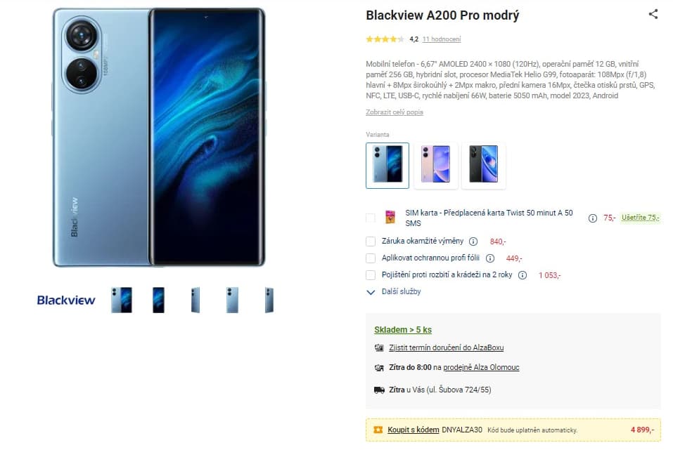 Blackview 8x 2,2GHz, 12GB RAM, 6,67", NFC