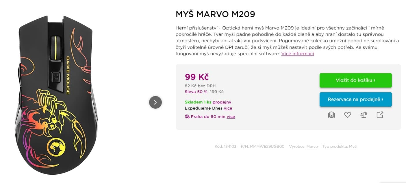 Optická herní myš Marvo M209