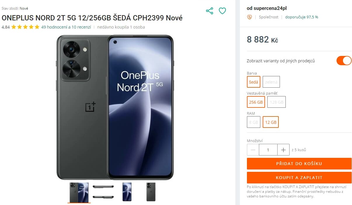 Oneplus 8x 3GHz, 12GB RAM, 256GB, 6,43"