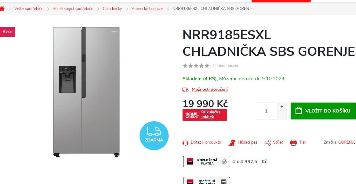 Americká lednice Gorenje, led, NoFrost, 179cm