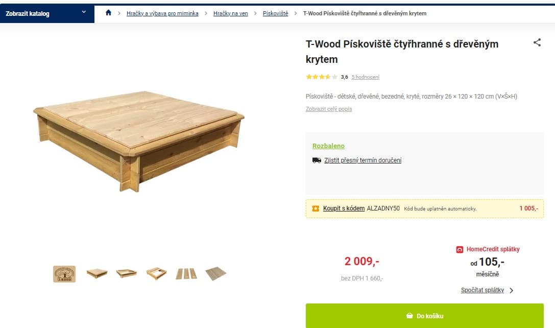 Dětské dřevěné pískoviště s krytem