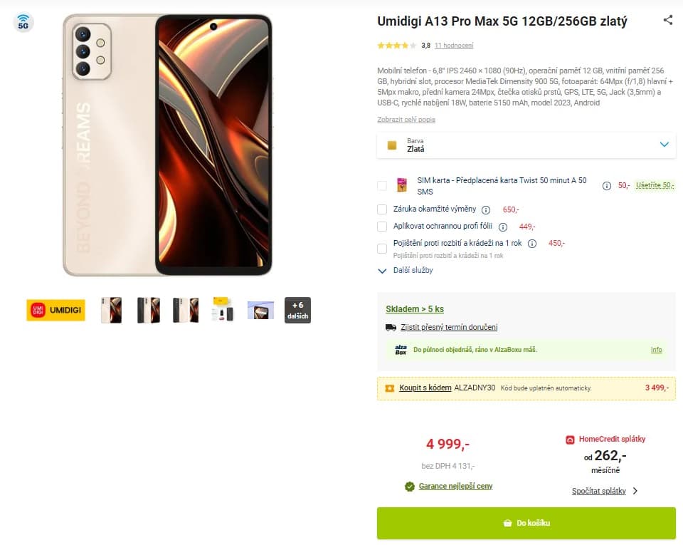 Umidigi 8x 2,4GHz, 12GB RAM, 6,8"