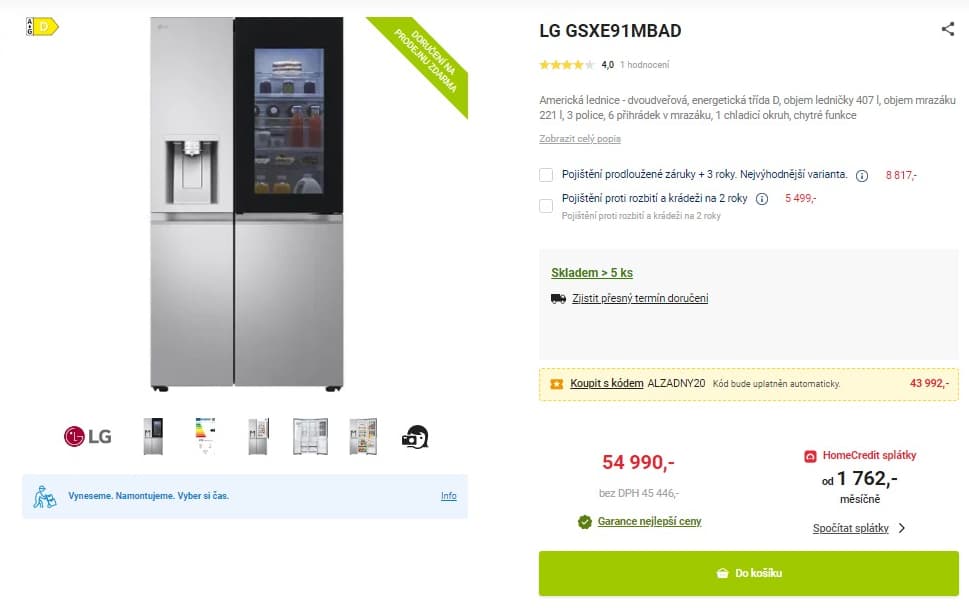 Am. lednice LG, Instaview, led, WIFI