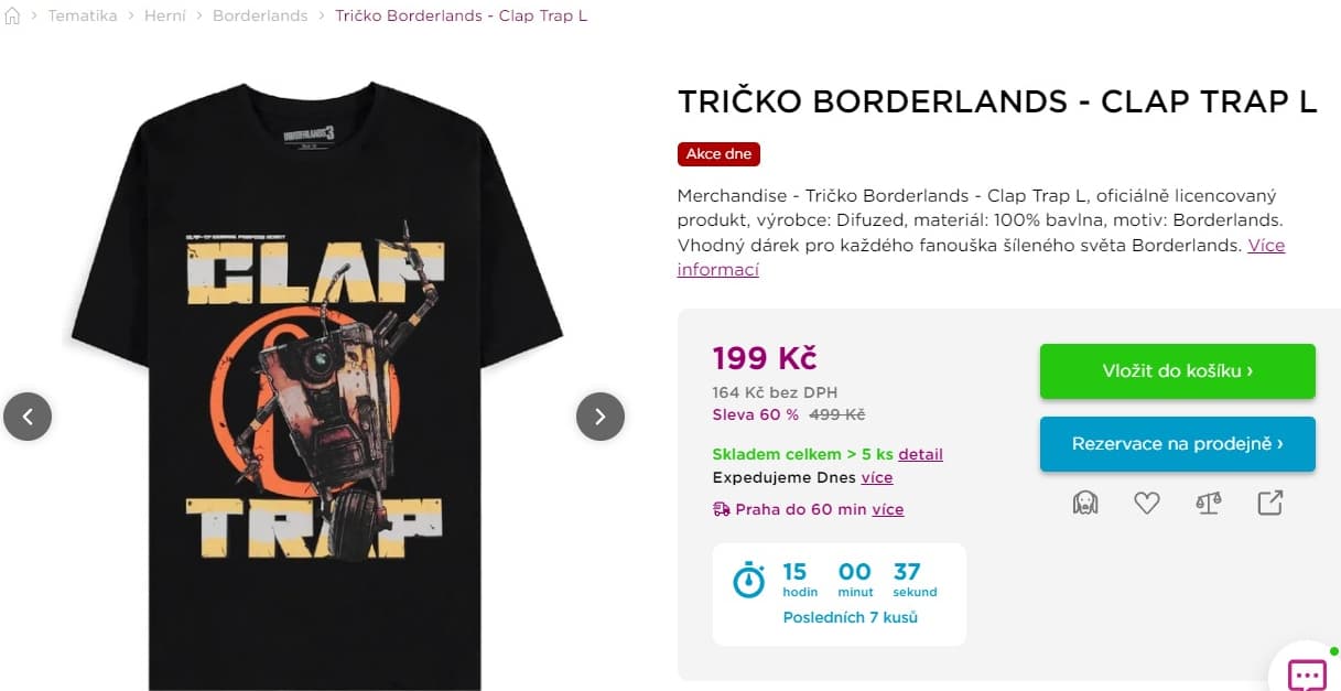 Tričko Borderlands - Clap Trap L