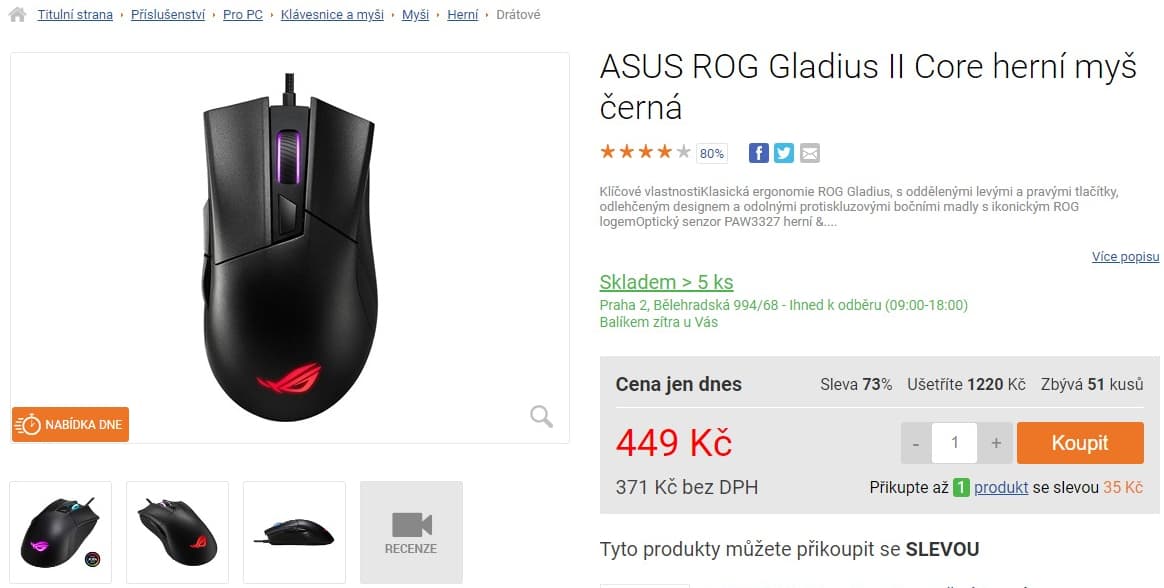Herní myš ASUS ROG Gladius II
