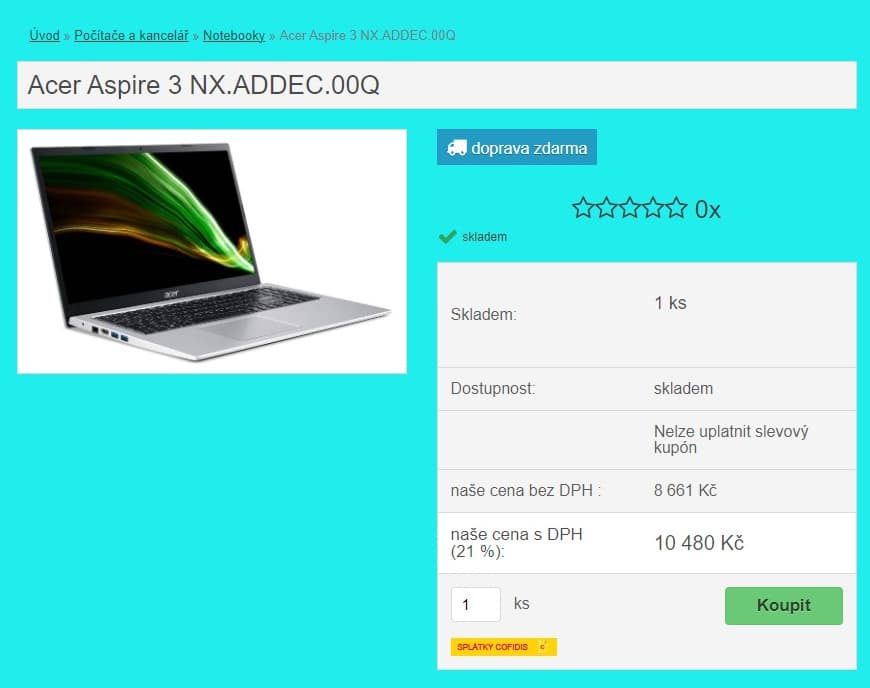 Acer i5 4,2GHz, 16GB RAM, SSD, 15,6"