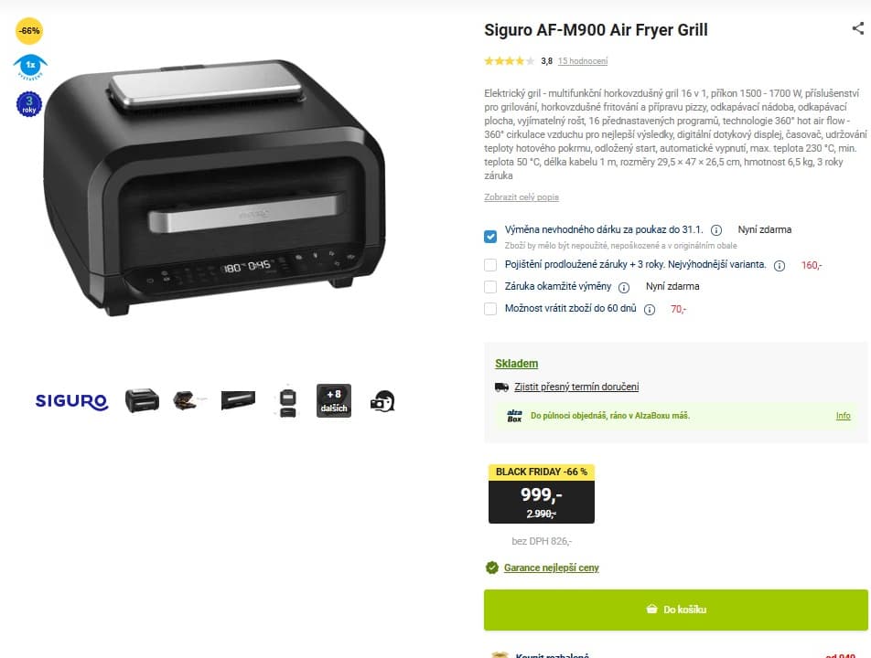 16v1 multifunkce Siguro, Air Fryer Grill