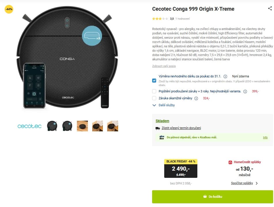 Robot vysavač/mop Cecotec 1000Pa