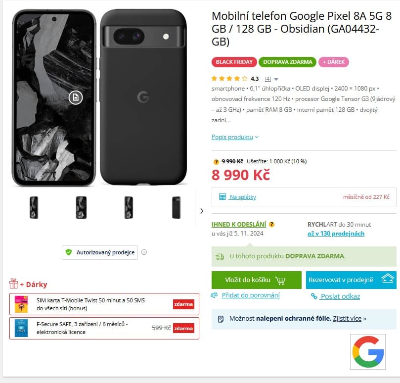 Google Pixel 9x 3GHz, 8GB RAM, AI, 6,1", NFC