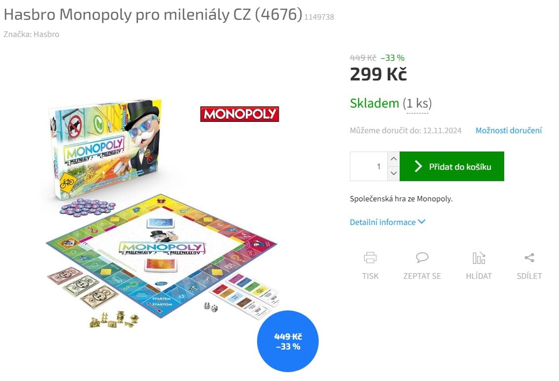 Společenská hra Monopoly pro mileniály