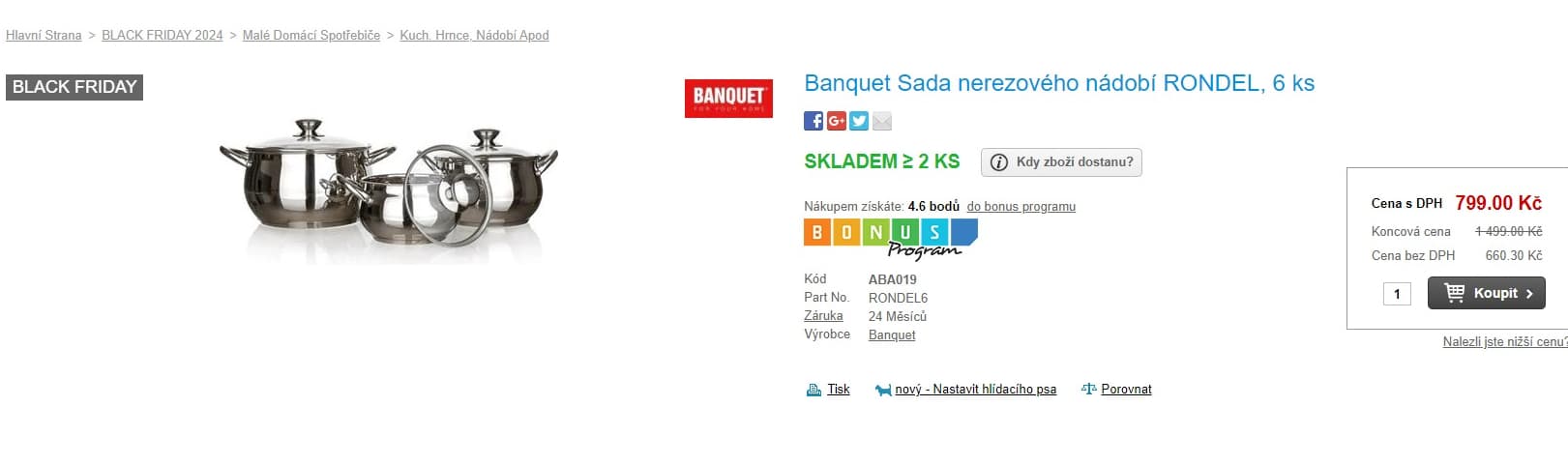 6 dílná sada nádobí Banquet, indukce
