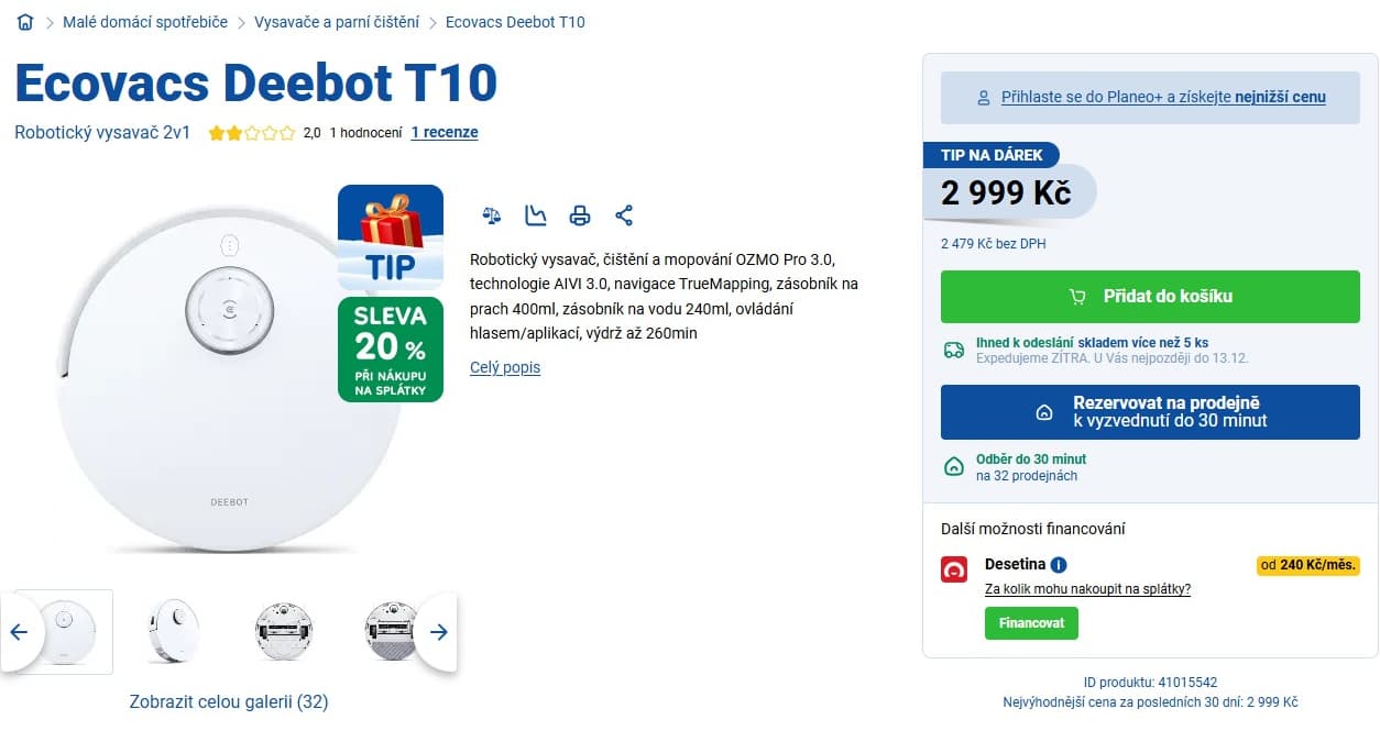 Robot vysavač, mop Ecovacs DEEBOT T10