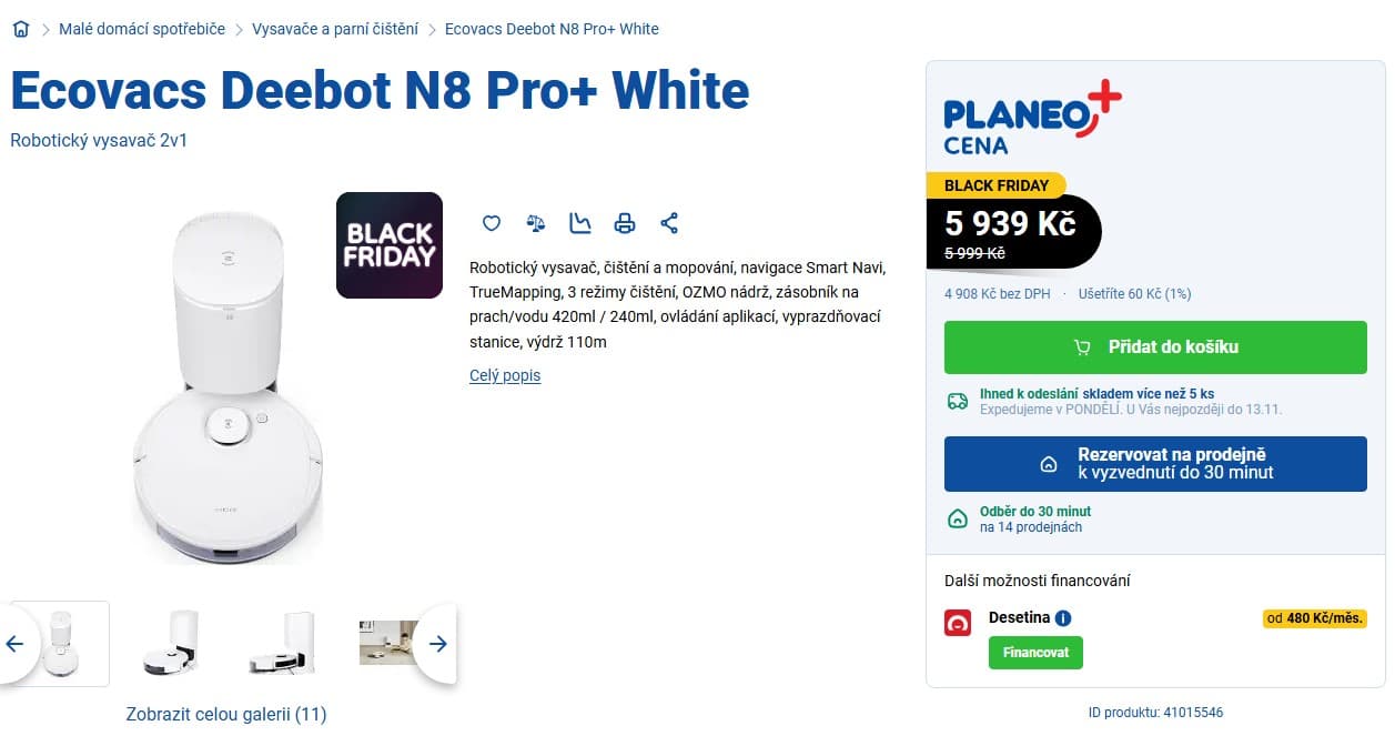 Robot vysavač, mop Ecovacs DEEBOT N8 Pro+