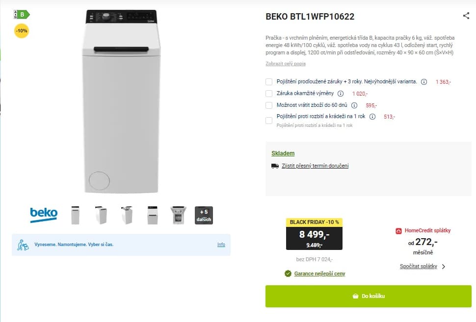 Beko 6kg, 1200ot., B, 40cm