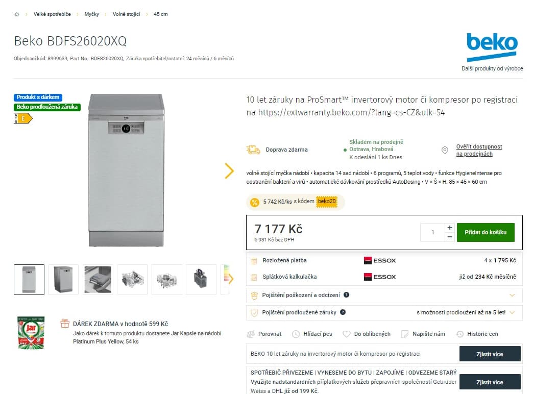 Myčka nádobí Beko 10 sad, 8,7 l