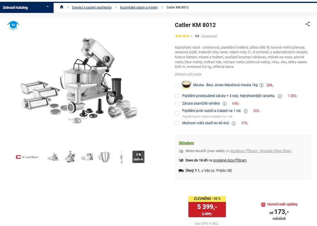 Kuchyňský robot Catler, 800 W, příslušenství