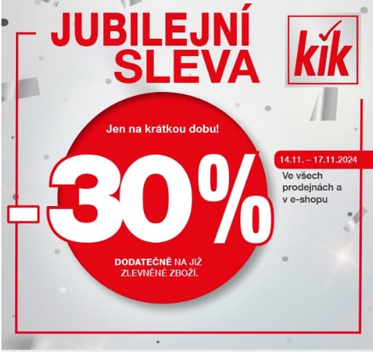 KIK - sleva 30% na vše