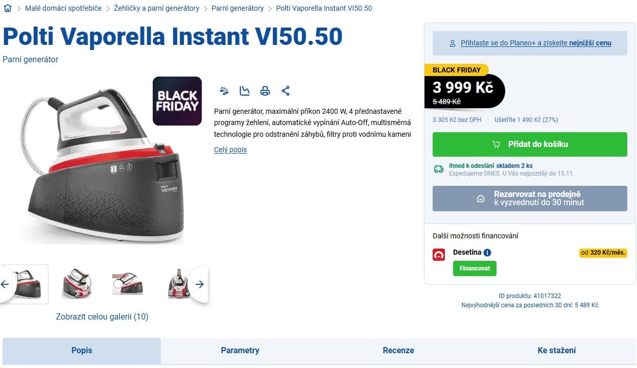 Parní generátor Polti 2l.
