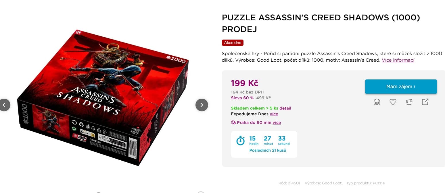 Puzzle 1000 dílků Assassins Creed Shadows