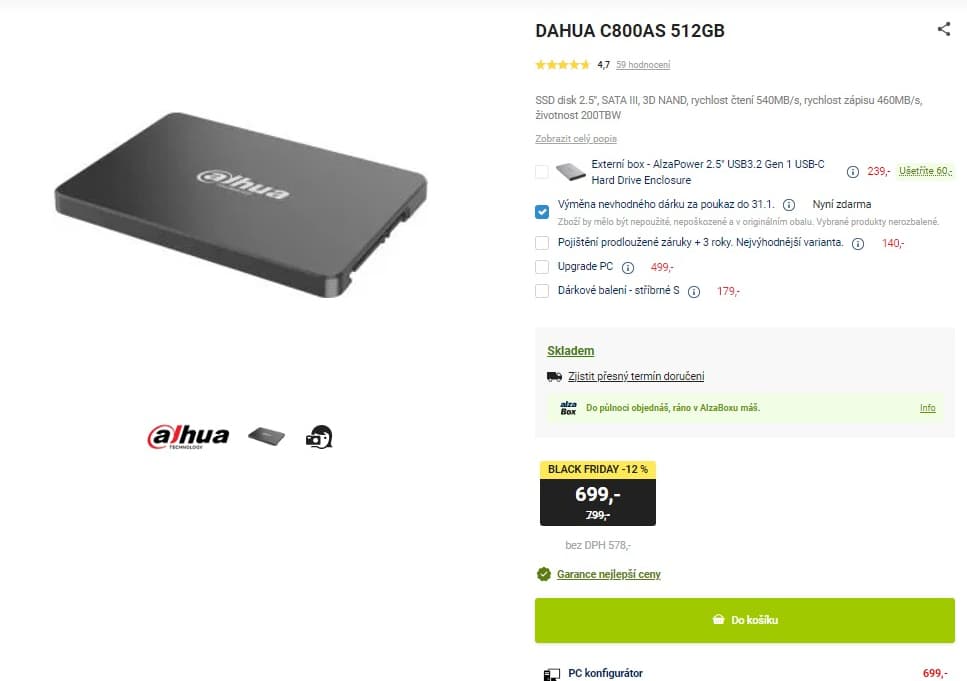 2.5" SSD disk DAHUA 500GB, 3D NAND