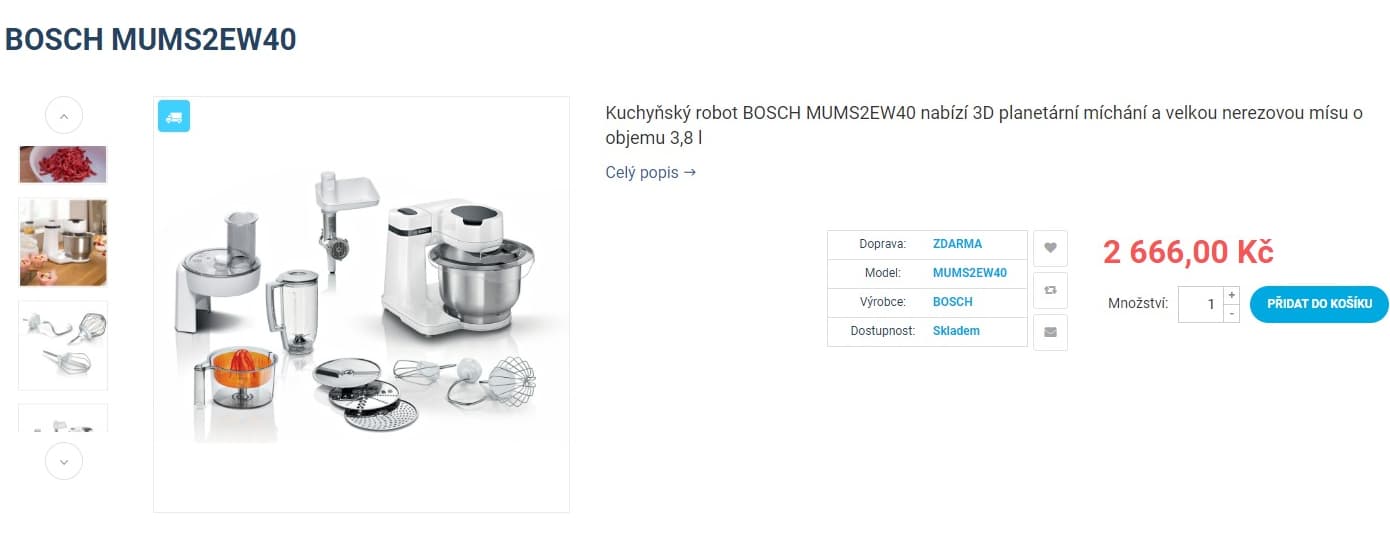 Kuchyňský robot BOSCH, příslušenství