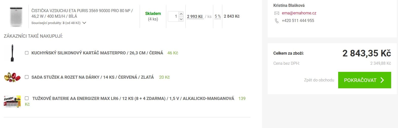 Čistička vzduchu ETA, do 80 m², HEPA
