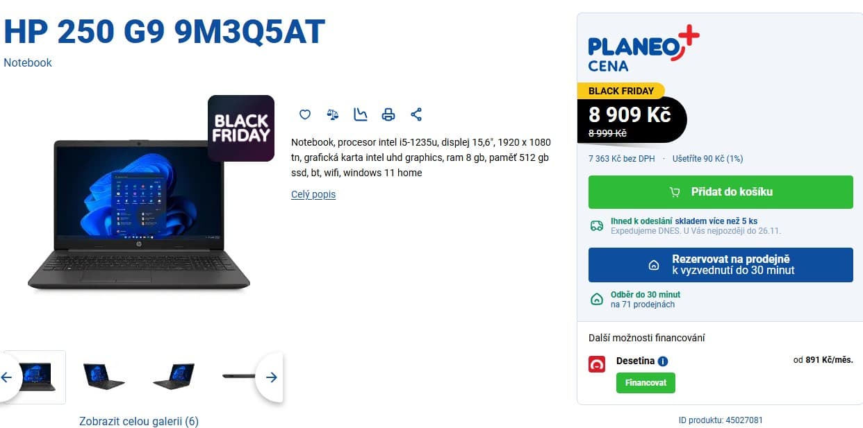 Notebook HP, 15,6", 8 GB RAM, 512 GB SSD