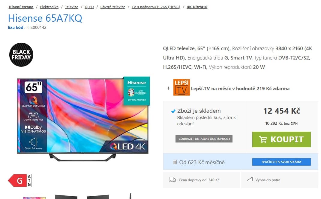 QLED 4K TV, Atmos, 164cm, Hisense
