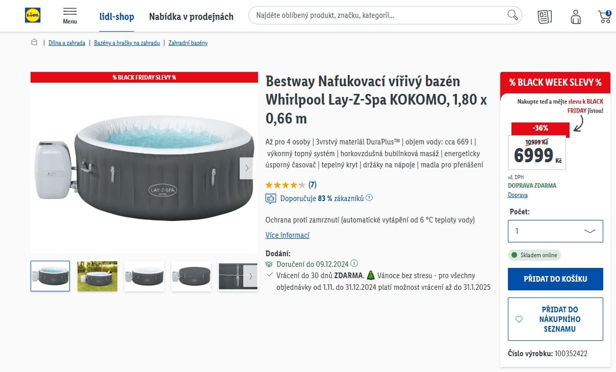 Vířivka Bestway, pro 4 osoby, Wifi, 