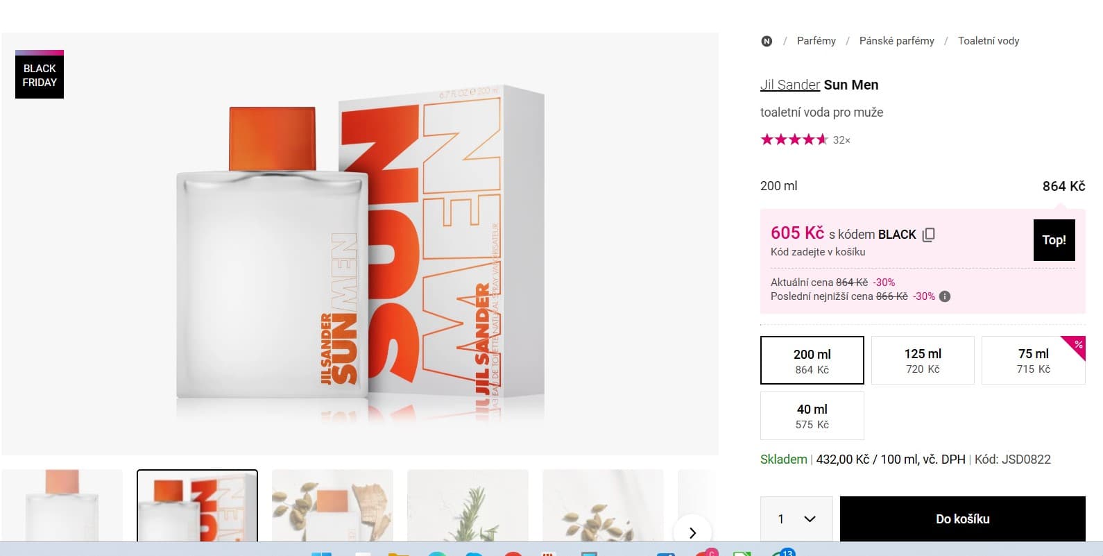 Pánská toaletní voda Jil Sander Sun 200 ml