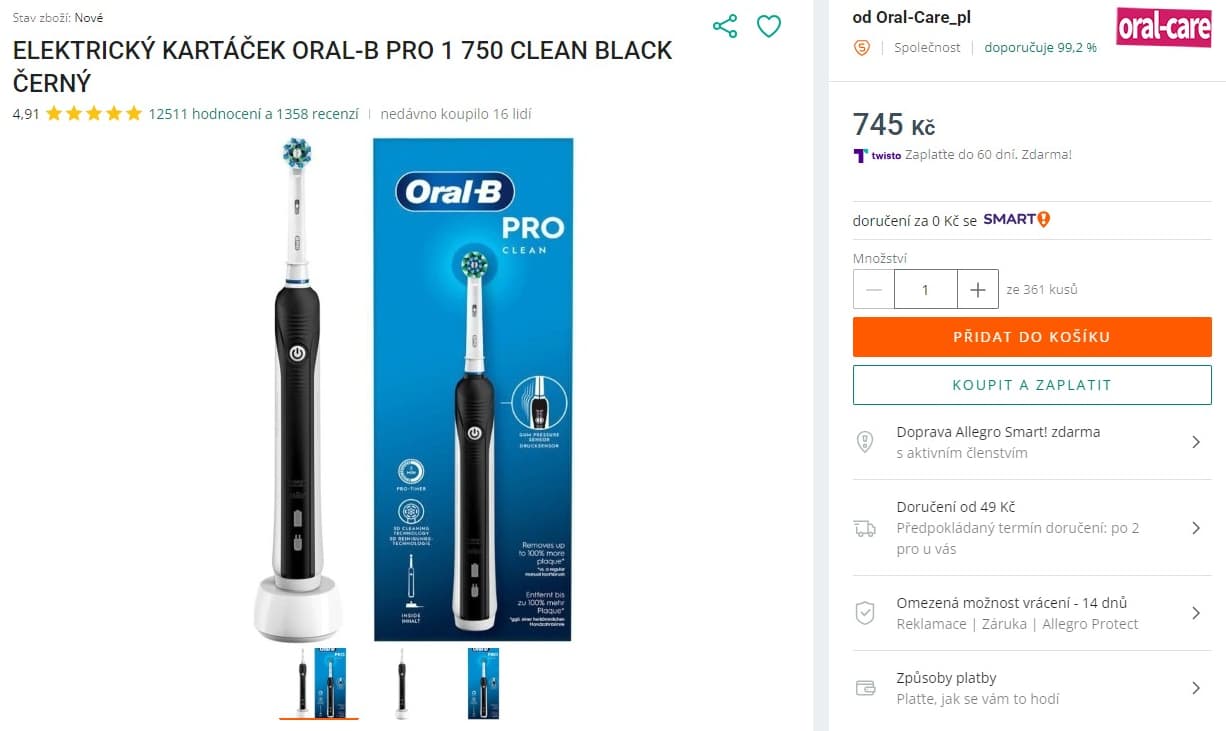 El. zubní kartáček Oral-B Pro 750 