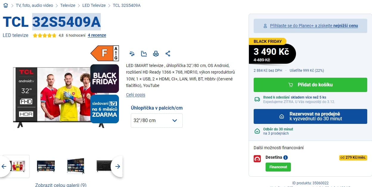HD ready Smart TV, Android, 80cm, TCL