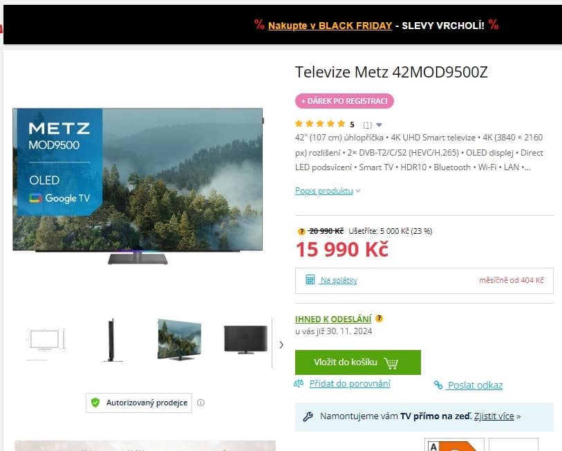 4K OLED Google TV, PiP, 107cm, 120Hz Metz