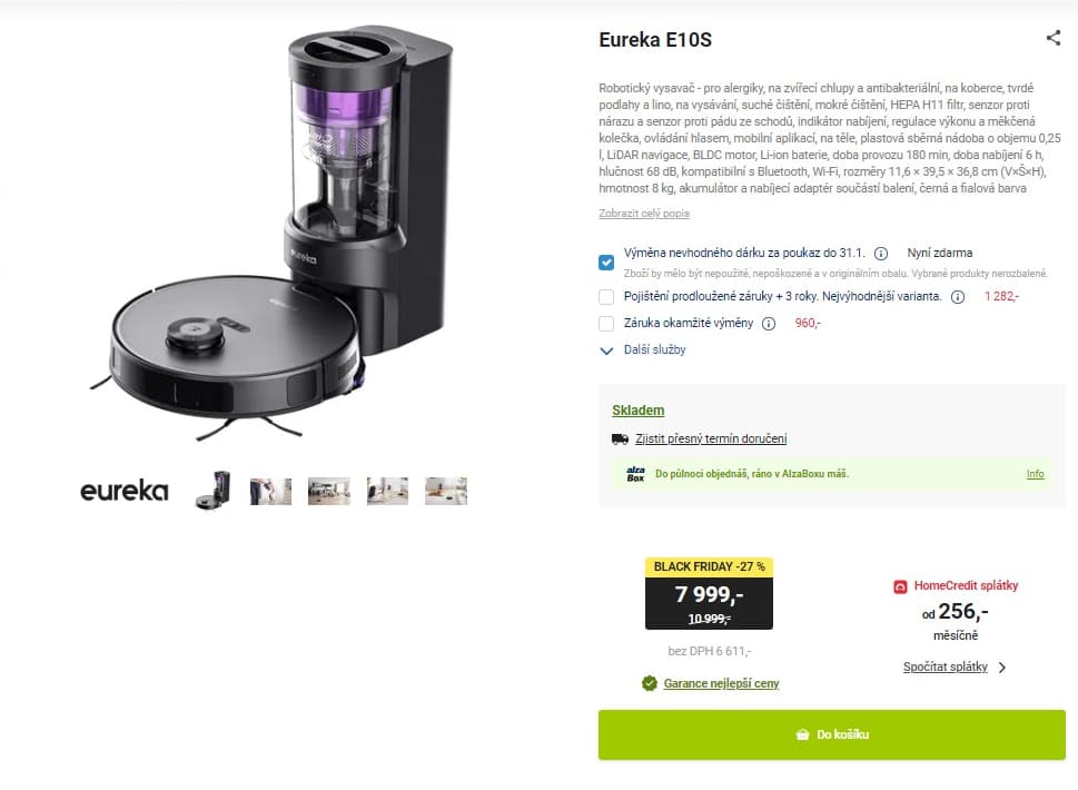 Robot mop Eureka, lidar, 11,6cm