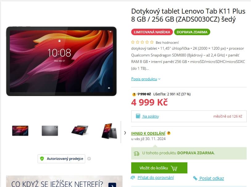 Tablet Lenovo 8x 2,4GHz, 8GB RAM, 11,45"