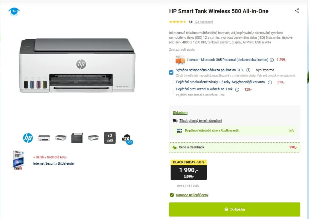 Ink. barva multifunkce HP Smart Tank 580